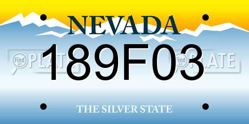 189F03 Nevada License Plate