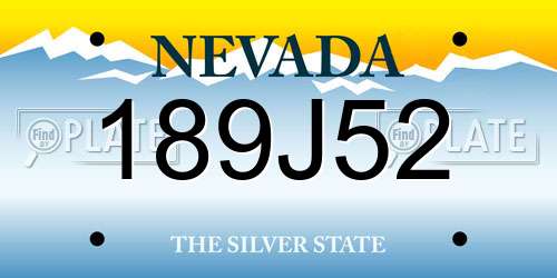 189J52 Nevada License Plate
