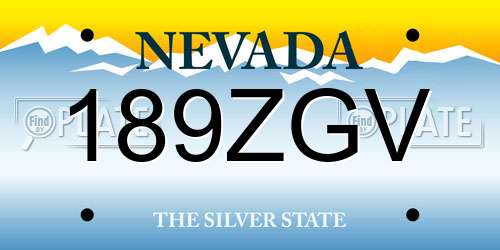 189ZGV Nevada License Plate