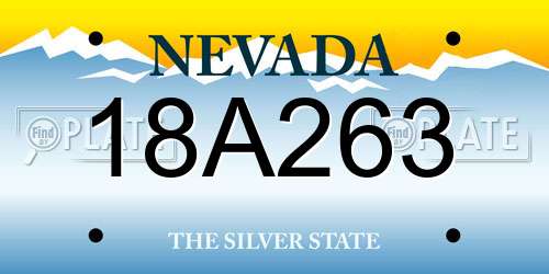 18A263 Nevada License Plate