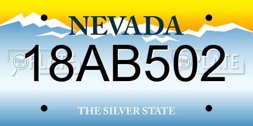 18AB502 Nevada License Plate