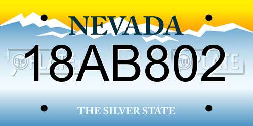 18AB802 Nevada License Plate