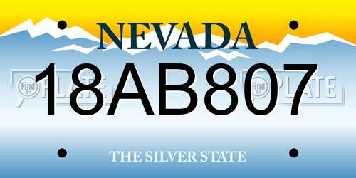18AB807 Nevada License Plate