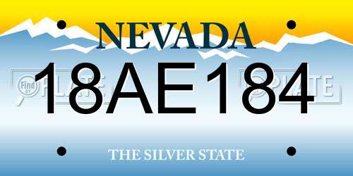 18AE184 Nevada License Plate