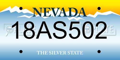 18AS502 Nevada License Plate