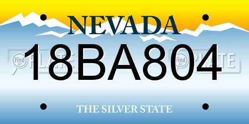 18BA804 Nevada License Plate