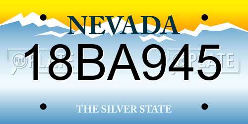 18BA945 Nevada License Plate