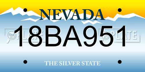 18BA951 Nevada License Plate