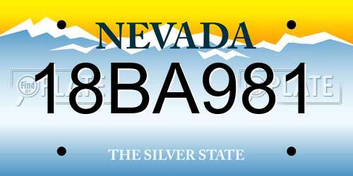 18BA981 Nevada License Plate
