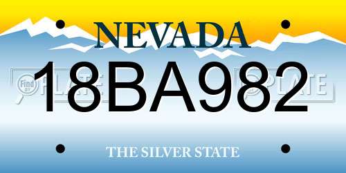 18BA982 Nevada License Plate