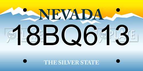 18BQ613 Nevada License Plate