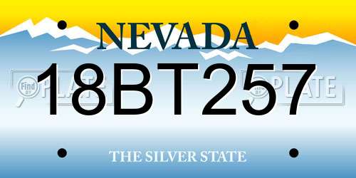 18BT257 Nevada License Plate