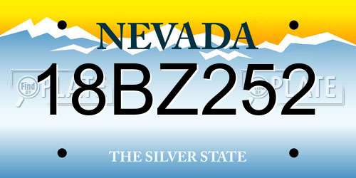 18BZ252 Nevada License Plate