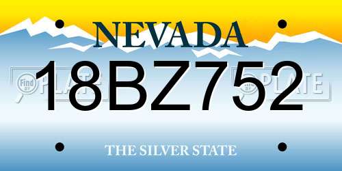18BZ752 Nevada License Plate