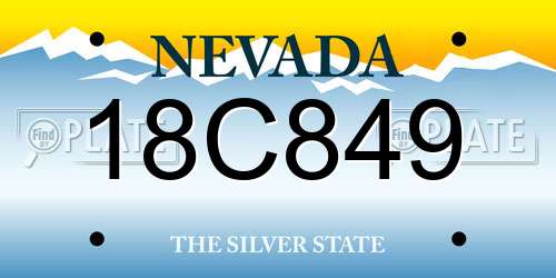 18C849 Nevada License Plate