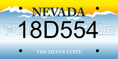 18D554 Nevada License Plate