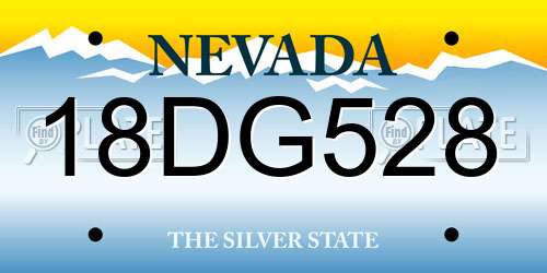 18DG528 Nevada License Plate