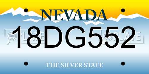 18DG552 Nevada License Plate