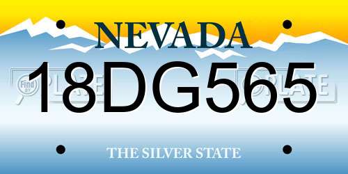18DG565 Nevada License Plate