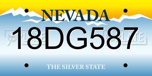 18DG587 Nevada License Plate