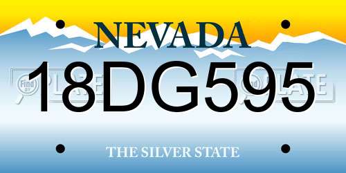 18DG595 Nevada License Plate
