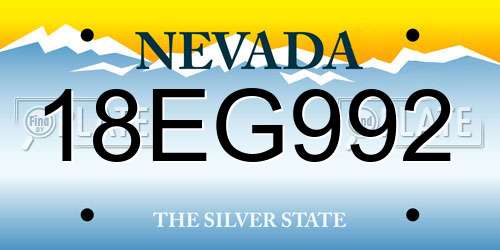 18EG992 Nevada License Plate