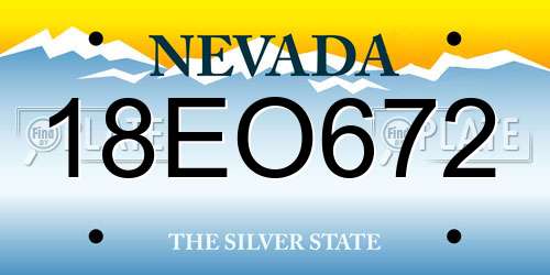 18EO672 Nevada License Plate
