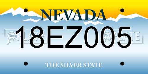 18EZ005 Nevada License Plate