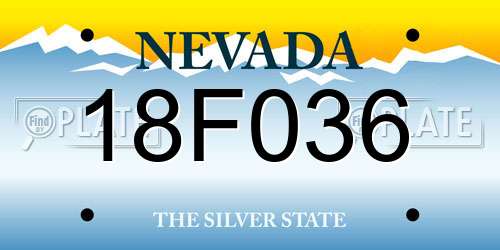 18F036 Nevada License Plate