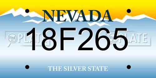 18F265 Nevada License Plate