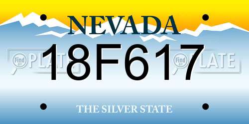 18F617 Nevada License Plate