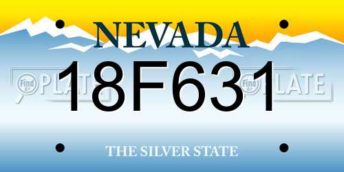 18F631 Nevada License Plate
