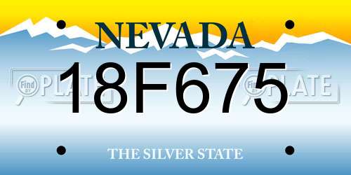 18F675 Nevada License Plate