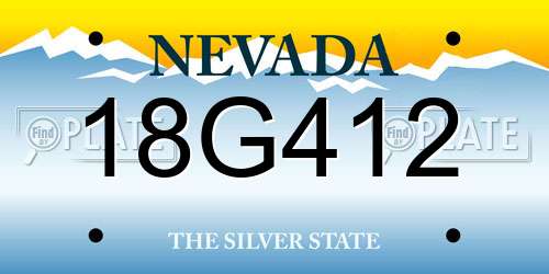18G412 Nevada License Plate