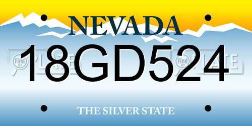 18GD524 Nevada License Plate