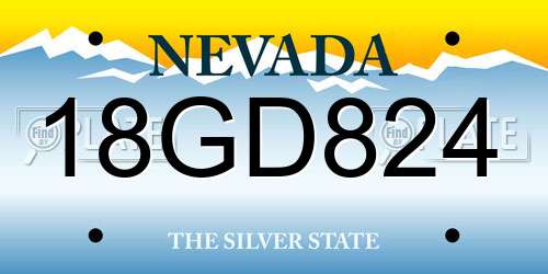 18GD824 Nevada License Plate
