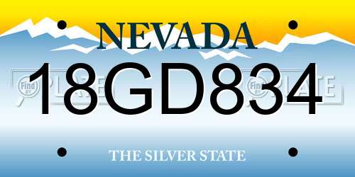 18GD834 Nevada License Plate