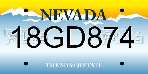 18GD874 Nevada License Plate