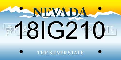 18IG210 Nevada License Plate