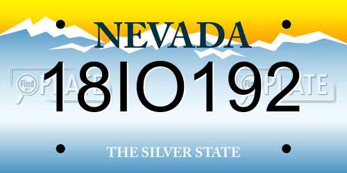 18IO192 Nevada License Plate