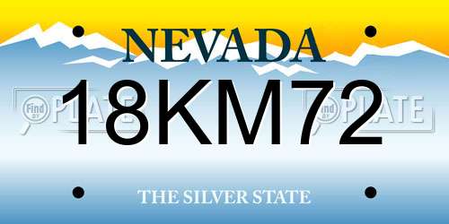 18KM72 Nevada License Plate