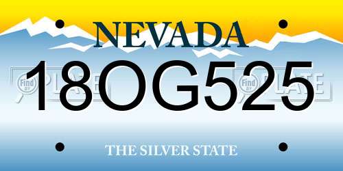 18OG525 Nevada License Plate