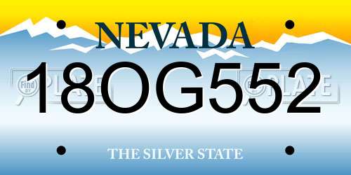 18OG552 Nevada License Plate