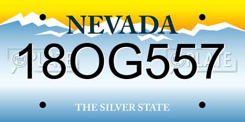 18OG557 Nevada License Plate