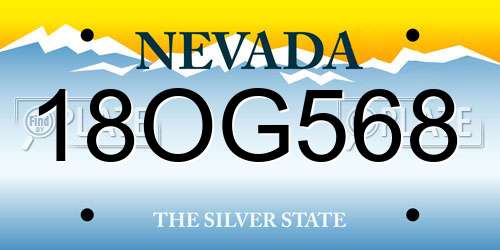 18OG568 Nevada License Plate