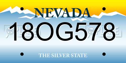 18OG578 Nevada License Plate