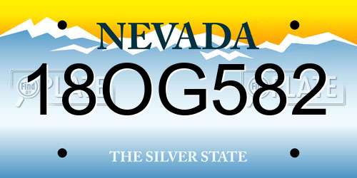 18OG582 Nevada License Plate