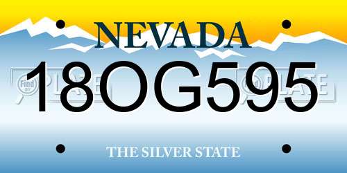18OG595 Nevada License Plate