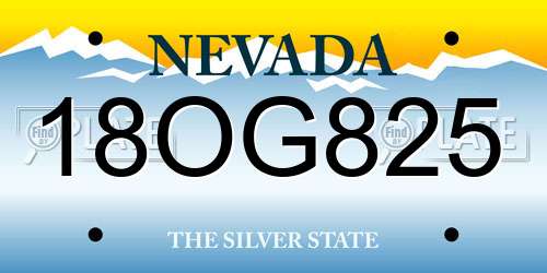 18OG825 Nevada License Plate