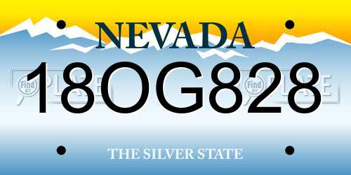 18OG828 Nevada License Plate